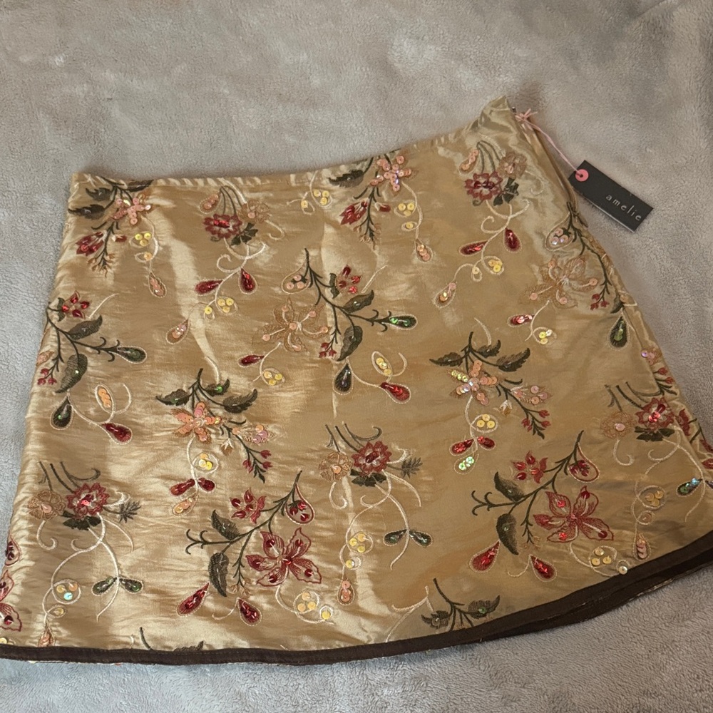 Noelle Gold Floral Mini Skirt